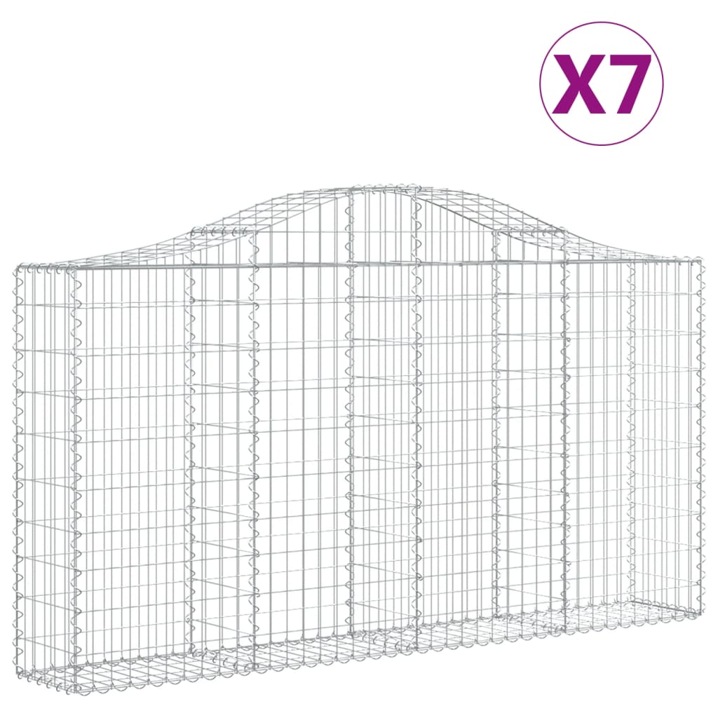 Cesti Gabbioni ad Arco 7 pz 200x30x100/120 cm Ferro Zincato