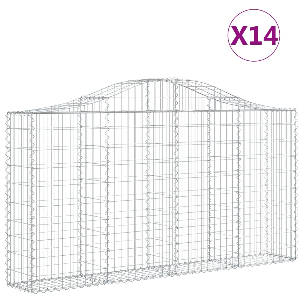 Cesti Gabbioni ad Arco 14 pz 200x30x100/120 cm Ferro Zincato