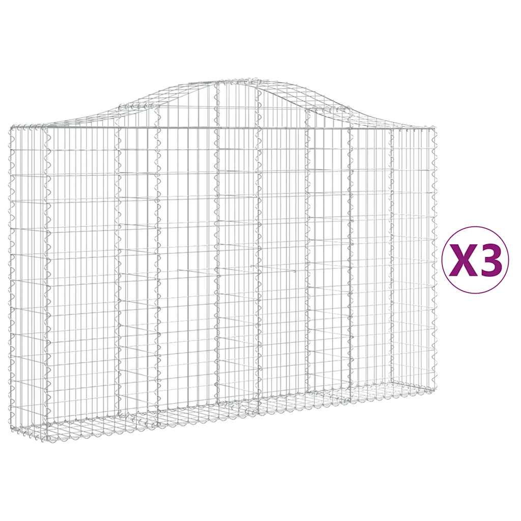 Cesti Gabbioni ad Arco 3 pz 200x30x120/140 cm Ferro Zincato