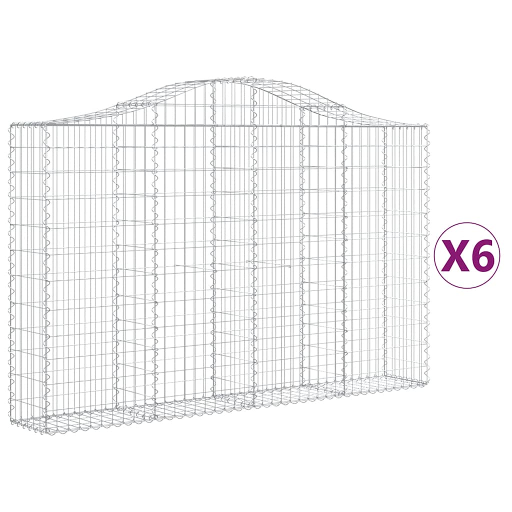 Cesti Gabbioni ad Arco 6 pz 200x30x120/140 cm Ferro Zincato