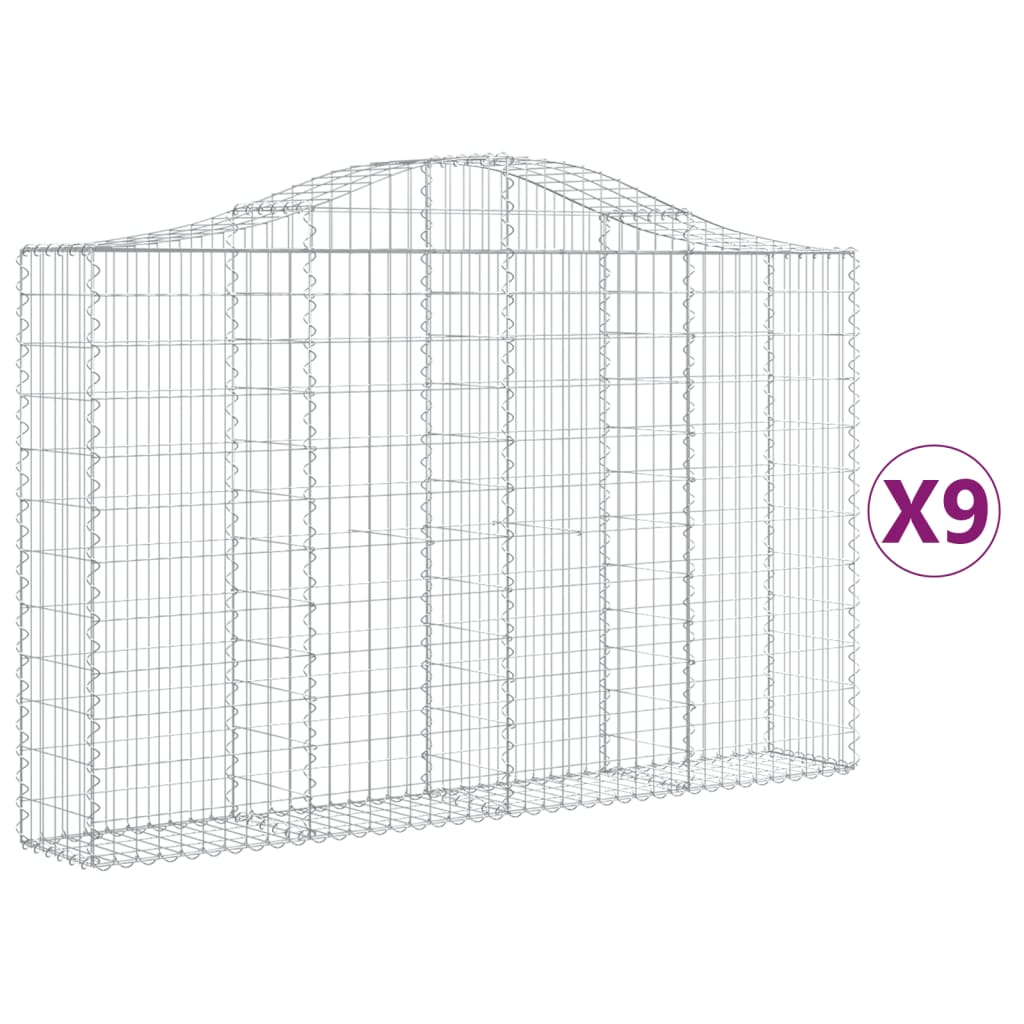 Cesti Gabbioni ad Arco 9 pz 200x30x120/140 cm Ferro Zincato