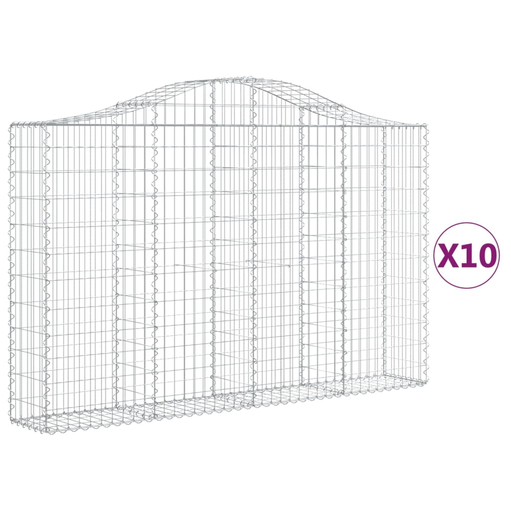 Cesti Gabbioni ad Arco 10 pz 200x30x120/140 cm Ferro Zincato