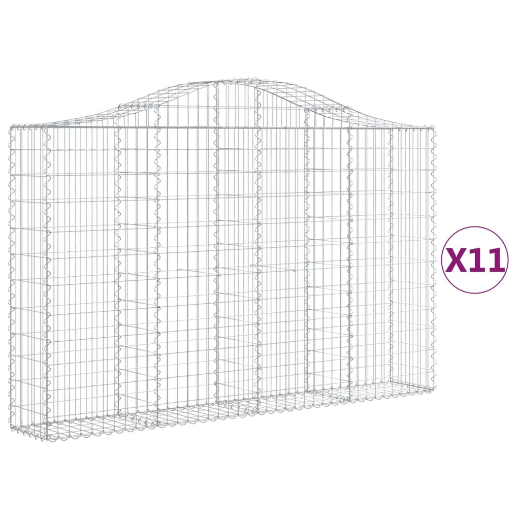 Cesti Gabbioni ad Arco 11 pz 200x30x120/140 cm Ferro Zincato