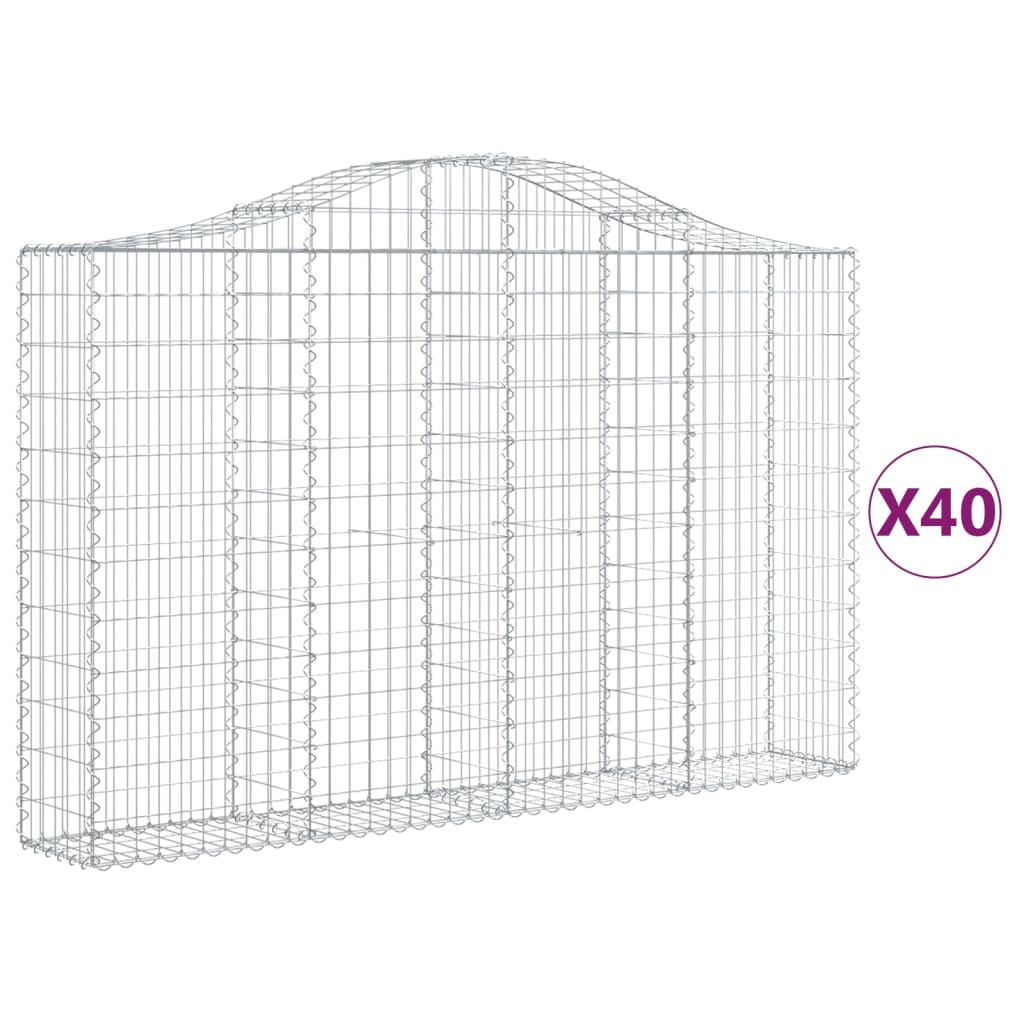 Cesti Gabbioni ad Arco 40 pz 200x30x120/140 cm Ferro Zincato