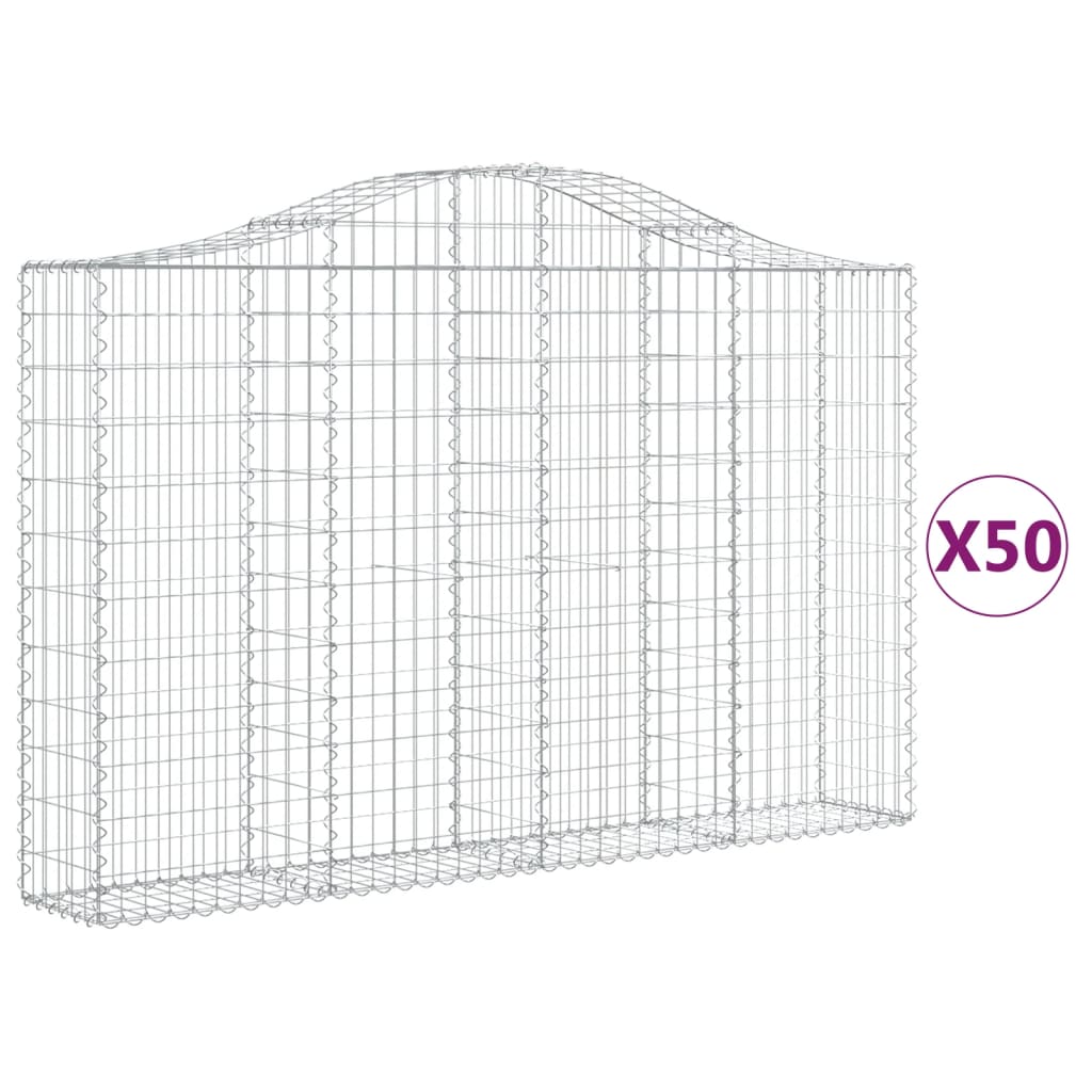 Cesti Gabbioni ad Arco 50 pz 200x30x120/140 cm Ferro Zincato