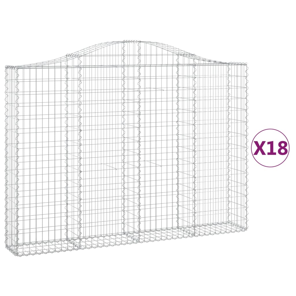Cesti Gabbioni ad Arco 18 pz 200x30x140/160 cm Ferro Zincato