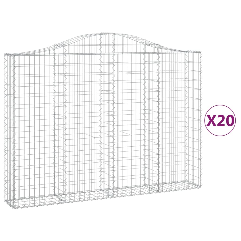 Cesti Gabbioni ad Arco 20 pz 200x30x140/160 cm Ferro Zincato