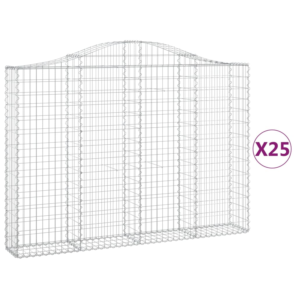 Cesti Gabbioni ad Arco 25 pz 200x30x140/160 cm Ferro Zincato