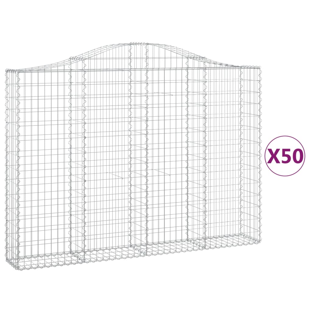 Cesti Gabbioni ad Arco 50 pz 200x30x140/160 cm Ferro Zincato