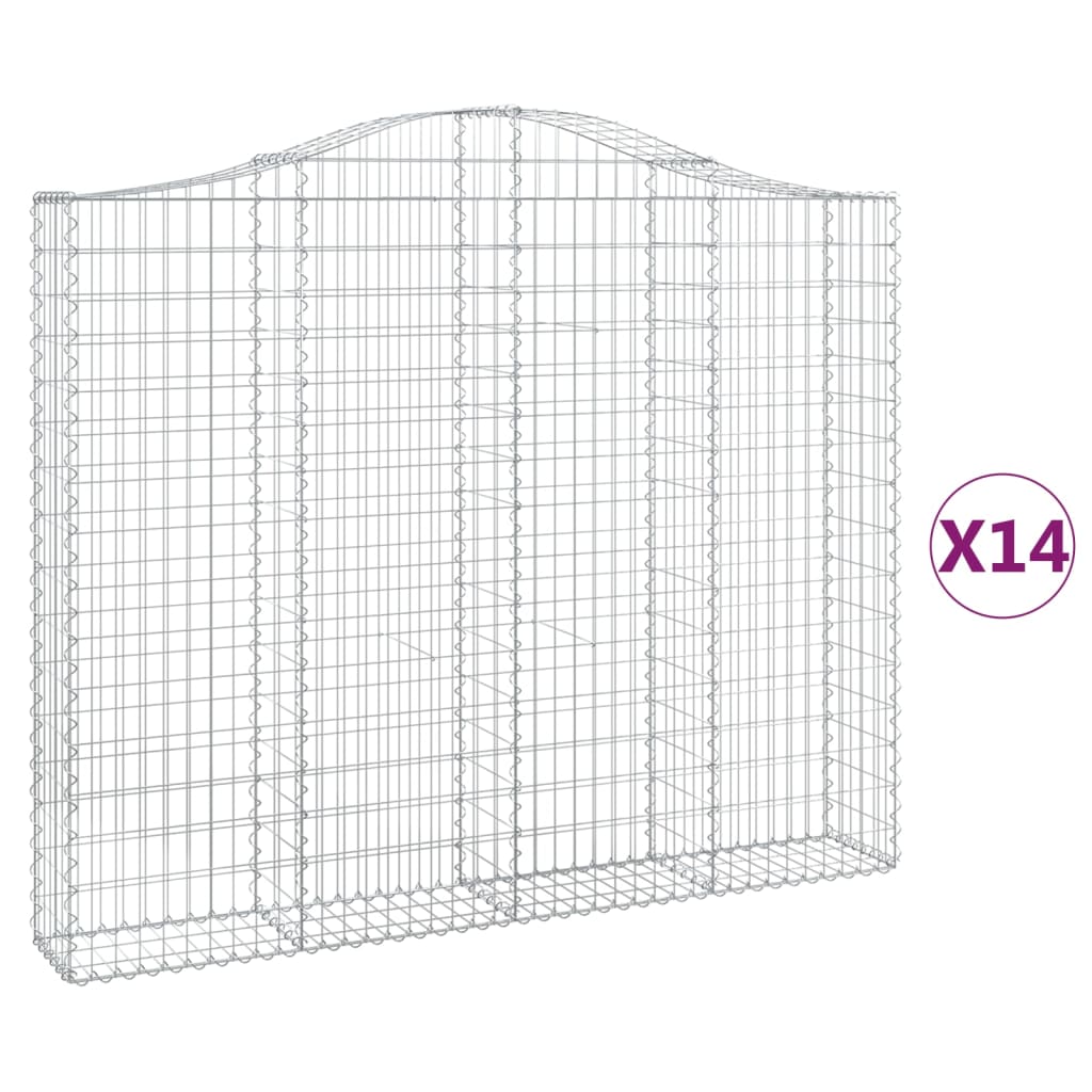 Cesti Gabbioni ad Arco 14 pz 200x30x160/180 cm Ferro Zincato