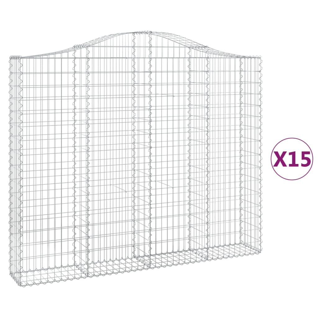 Cesti Gabbioni ad Arco 15 pz 200x30x160/180 cm Ferro Zincato