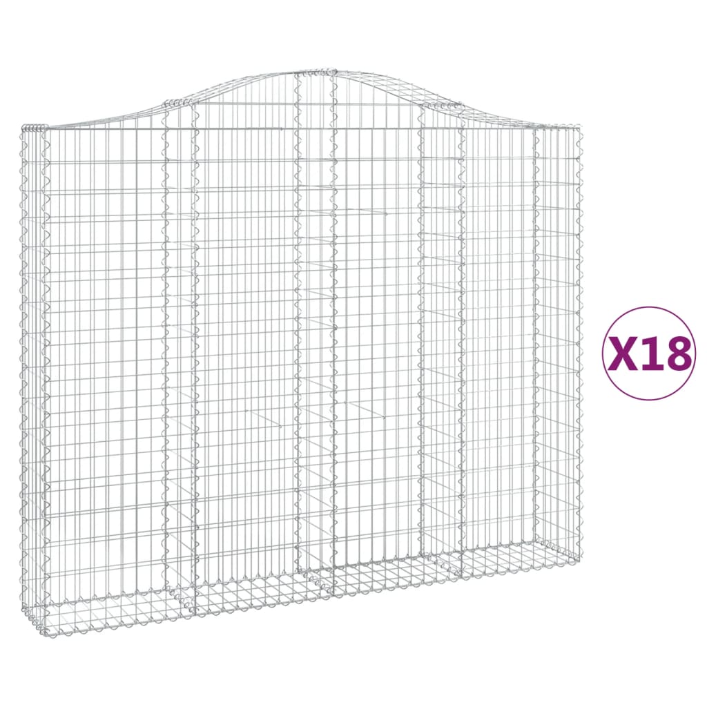 Cesti Gabbioni ad Arco 18 pz 200x30x160/180 cm Ferro Zincato