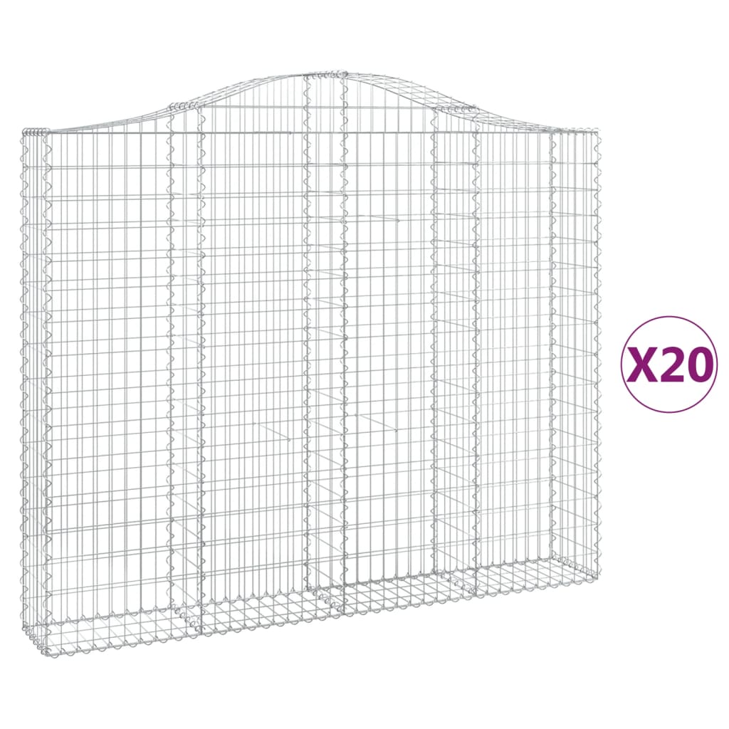 Cesti Gabbioni ad Arco 20 pz 200x30x160/180 cm Ferro Zincato