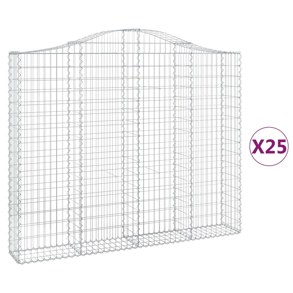 Cesti Gabbioni ad Arco 25 pz 200x30x160/180 cm Ferro Zincato