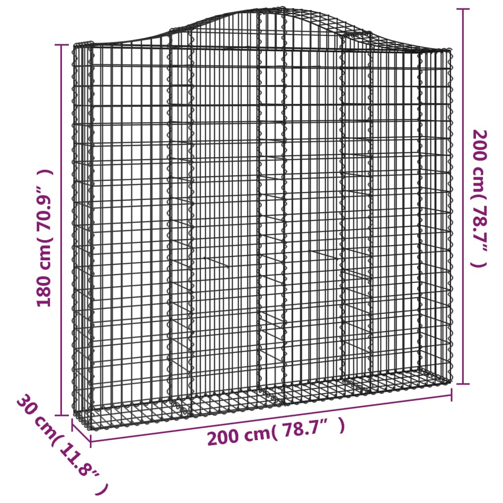 Cesti Gabbioni ad Arco 20 pz 200x30x180/200 cm Ferro Zincato