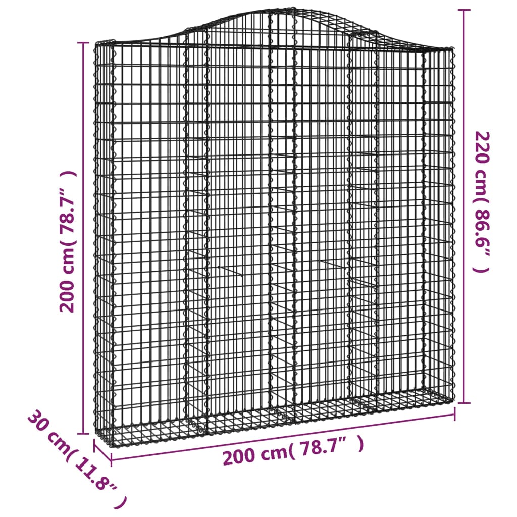 Cesti Gabbioni ad Arco 2 pz 200x30x200/220 cm Ferro Zincato
