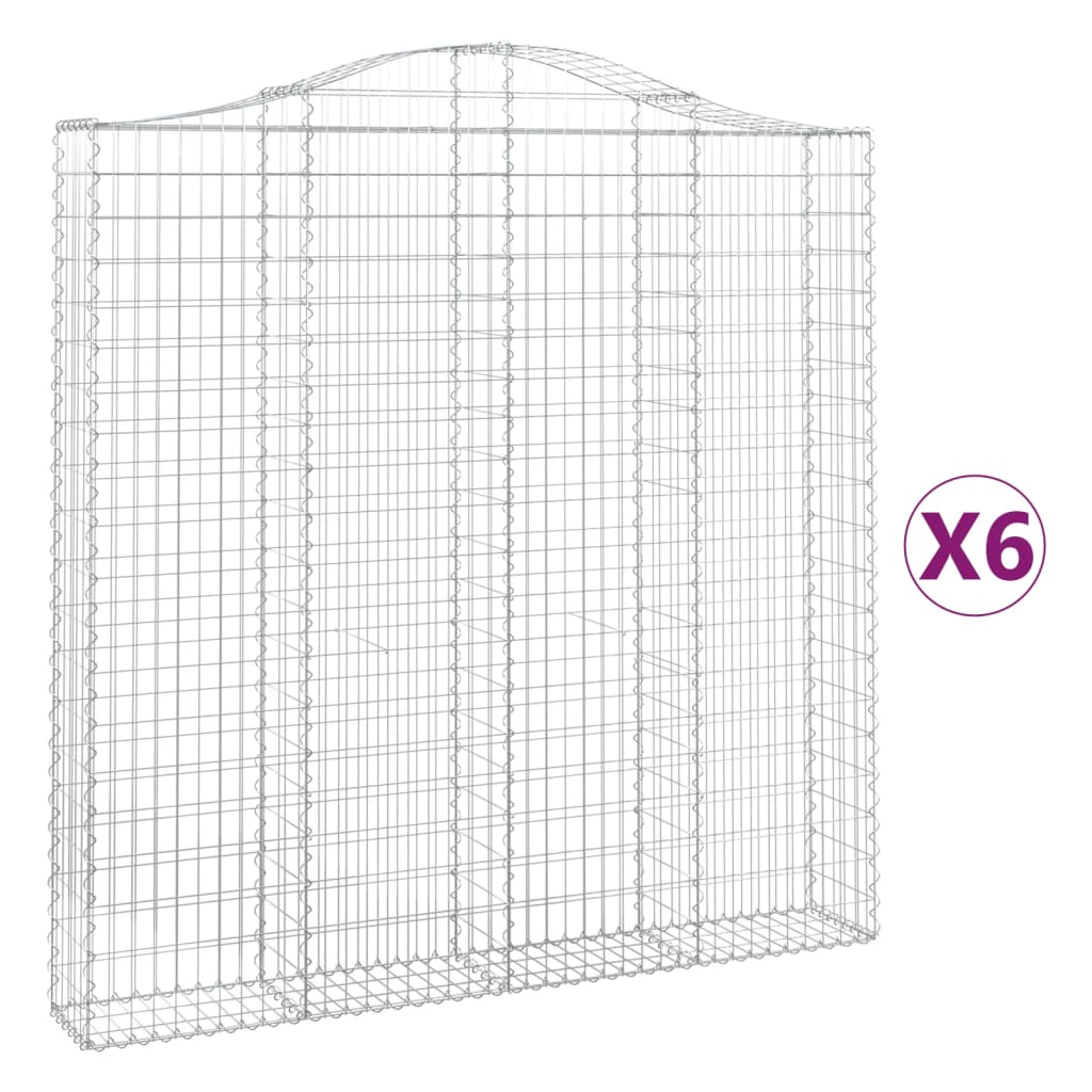 Set 6 Gabbioni ad Arco in Ferro Zincato Argento 200 cm