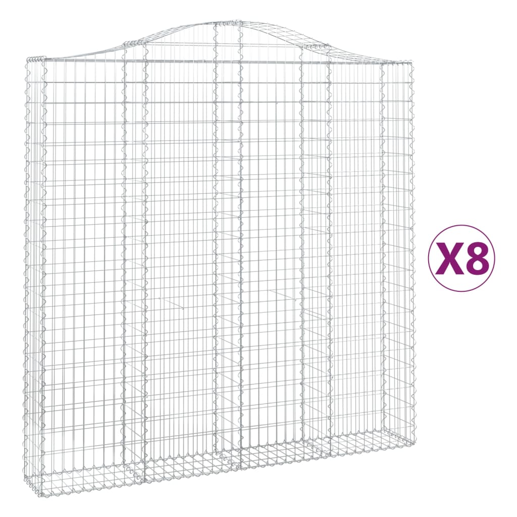 Cesti Gabbioni ad Arco 8 pz 200x30x200/220 cm Ferro Zincato