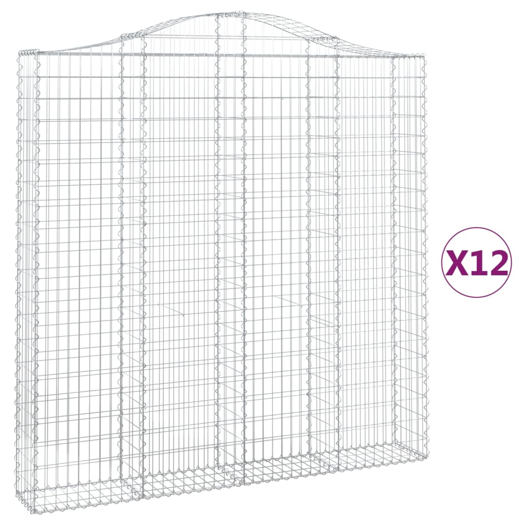 Cesti Gabbioni ad Arco 12 pz 200x30x200/220 cm Ferro Zincato