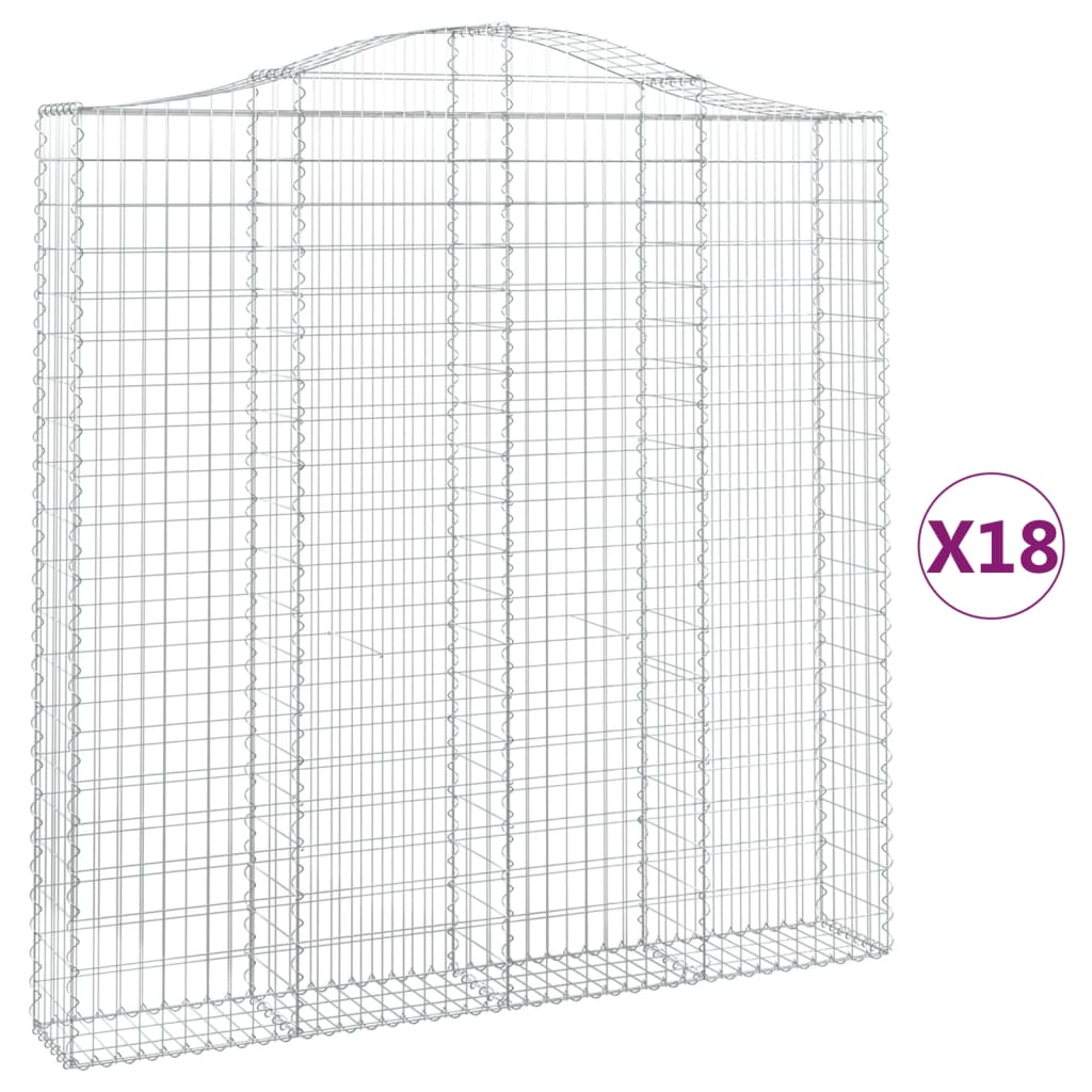 Cesti Gabbioni ad Arco 18 pz 200x30x200/220 cm Ferro Zincato