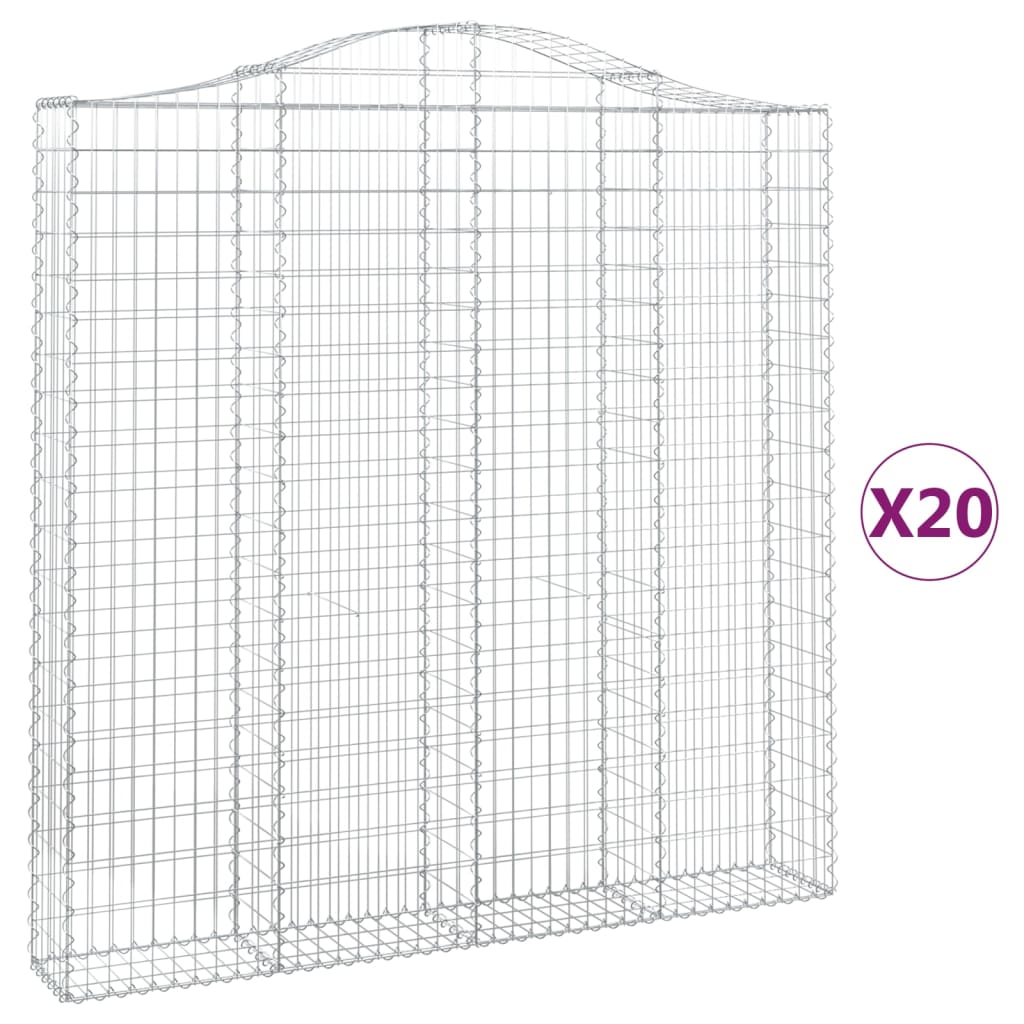 Cesti Gabbioni ad Arco 20 pz 200x30x200/220 cm Ferro Zincato