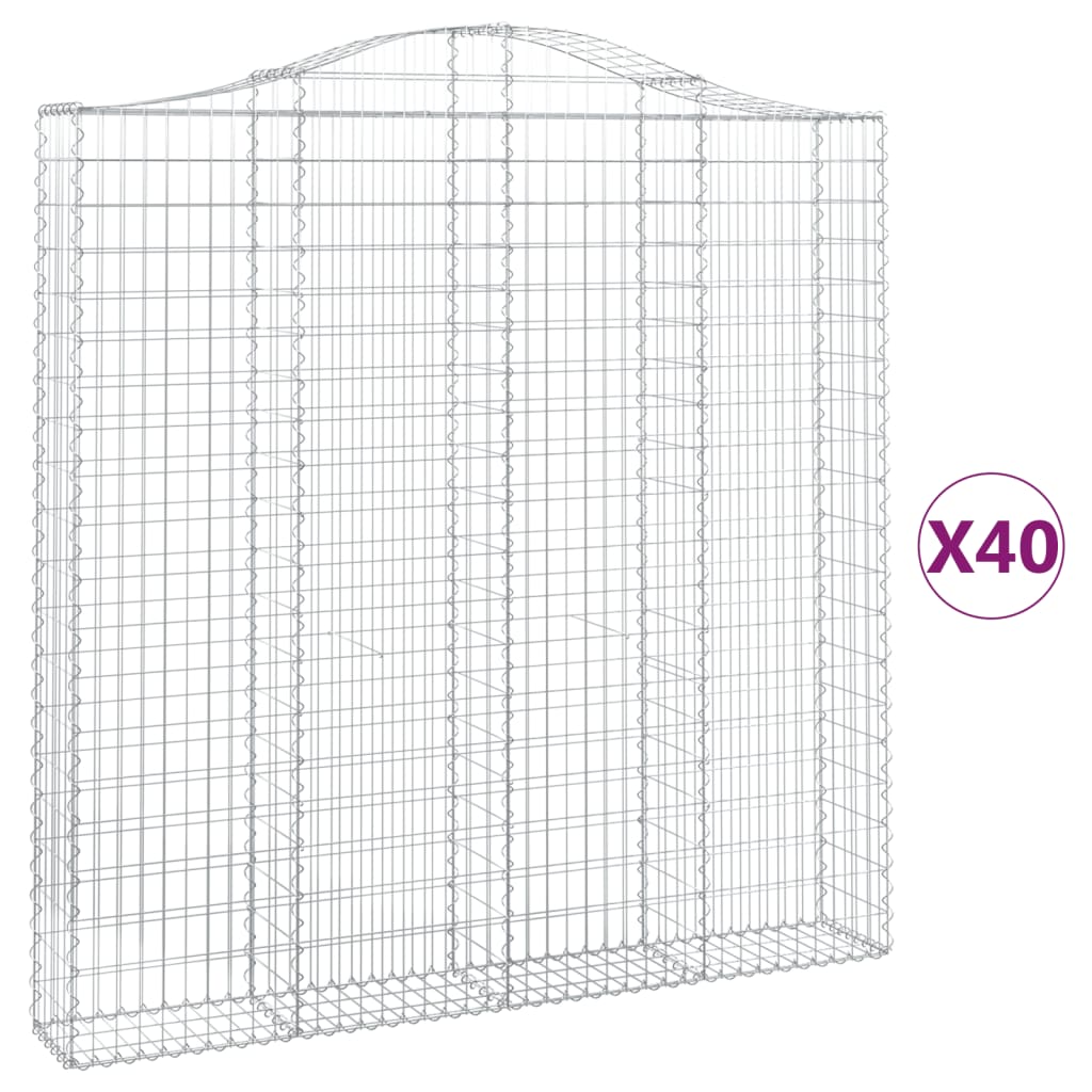 Cesti Gabbioni ad Arco 40 pz 200x30x200/220 cm Ferro Zincato
