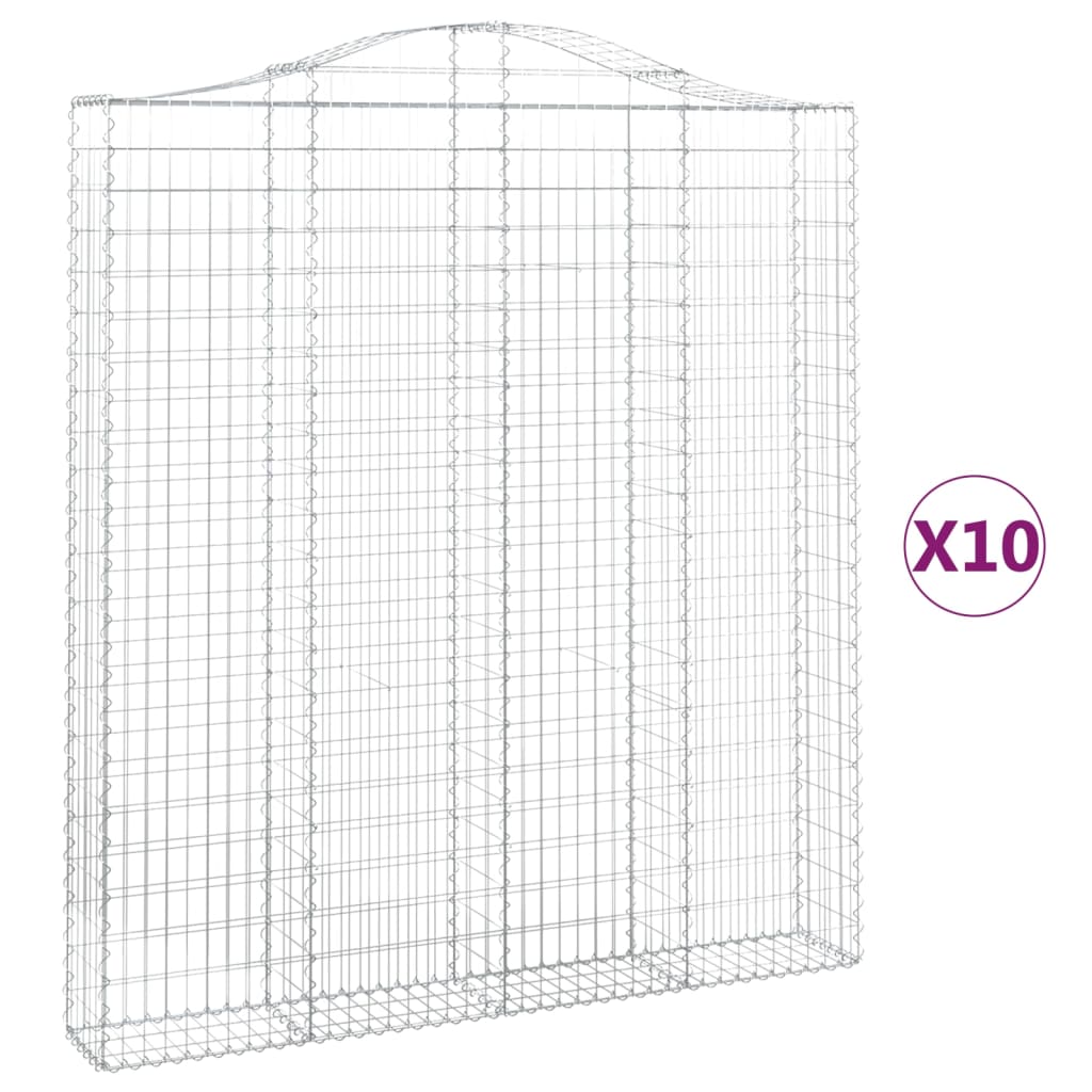 Cesti Gabbioni ad Arco 10 pz 200x30x220/240 cm Ferro Zincato