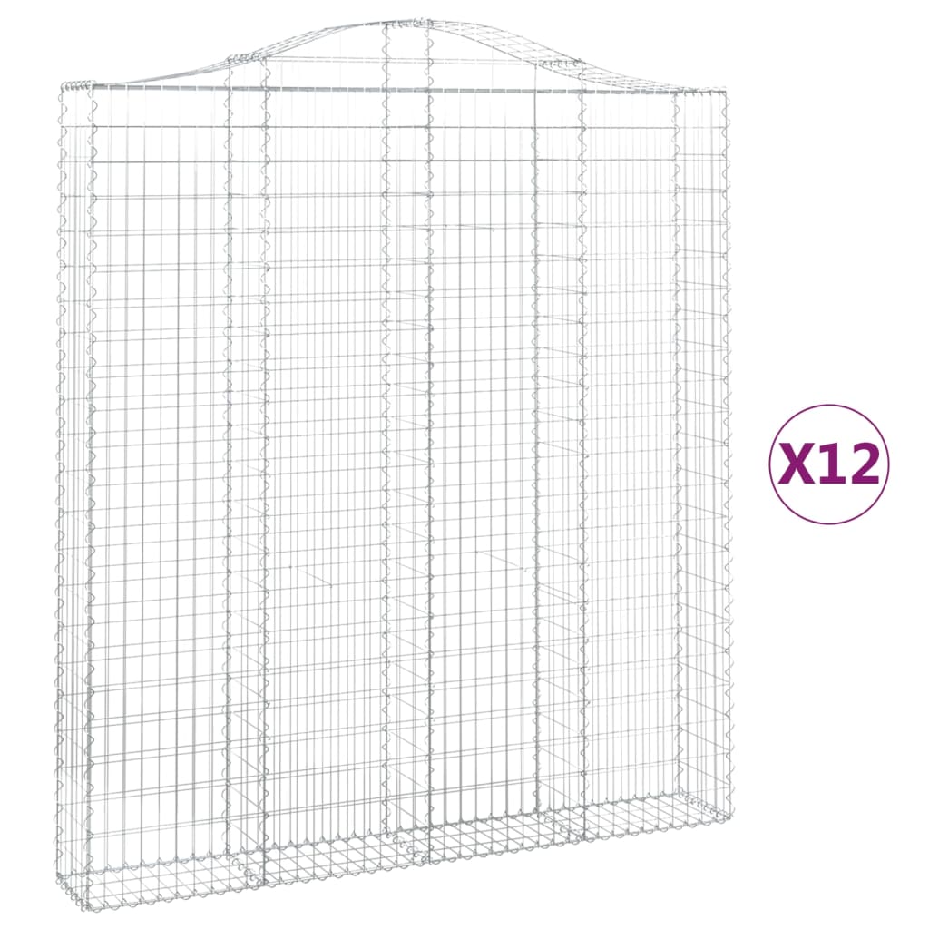 Cesti Gabbioni ad Arco 12 pz 200x30x220/240 cm Ferro Zincato