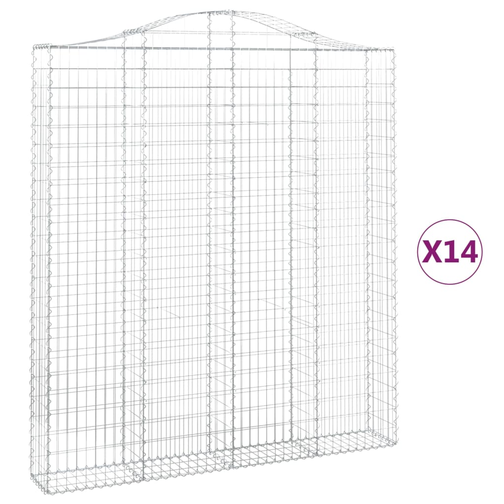 Cesti Gabbioni ad Arco 14 pz 200x30x220/240 cm Ferro Zincato
