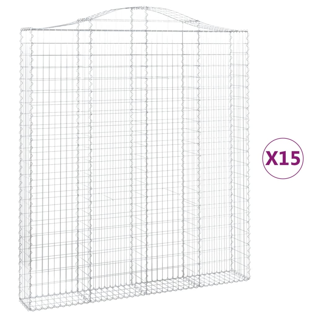 Cesti Gabbioni ad Arco 15 pz 200x30x220/240 cm Ferro Zincato