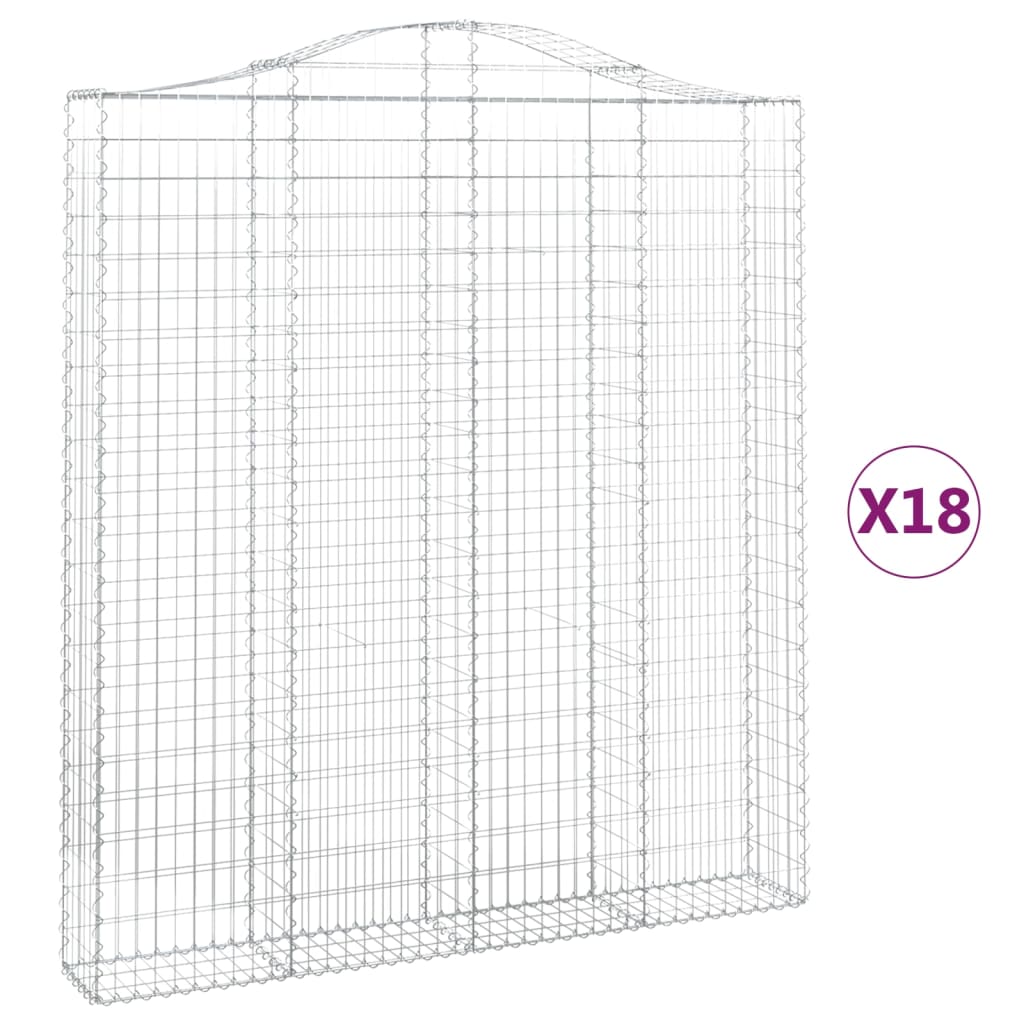 Cesti Gabbioni ad Arco 18 pz 200x30x220/240 cm Ferro Zincato
