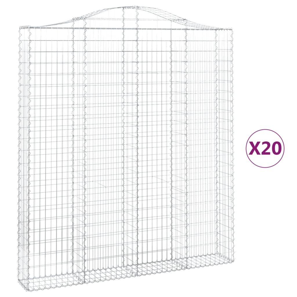 Cesti Gabbioni ad Arco 20 pz 200x30x220/240 cm Ferro Zincato