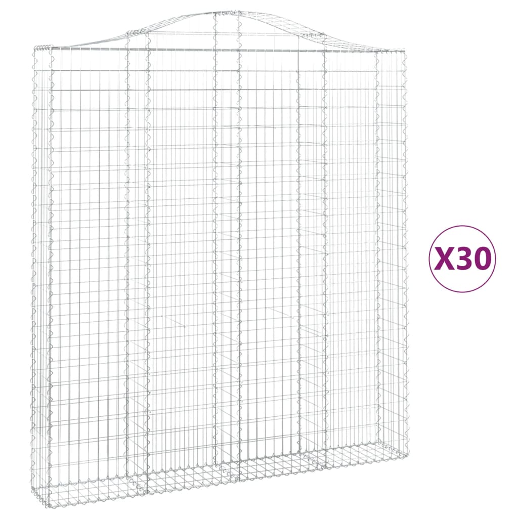 Cesti Gabbioni ad Arco 30 pz 200x30x220/240 cm Ferro Zincato