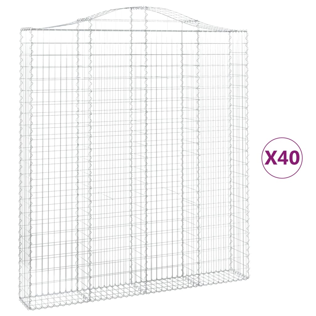 Cesti Gabbioni ad Arco 40 pz 200x30x220/240 cm Ferro Zincato
