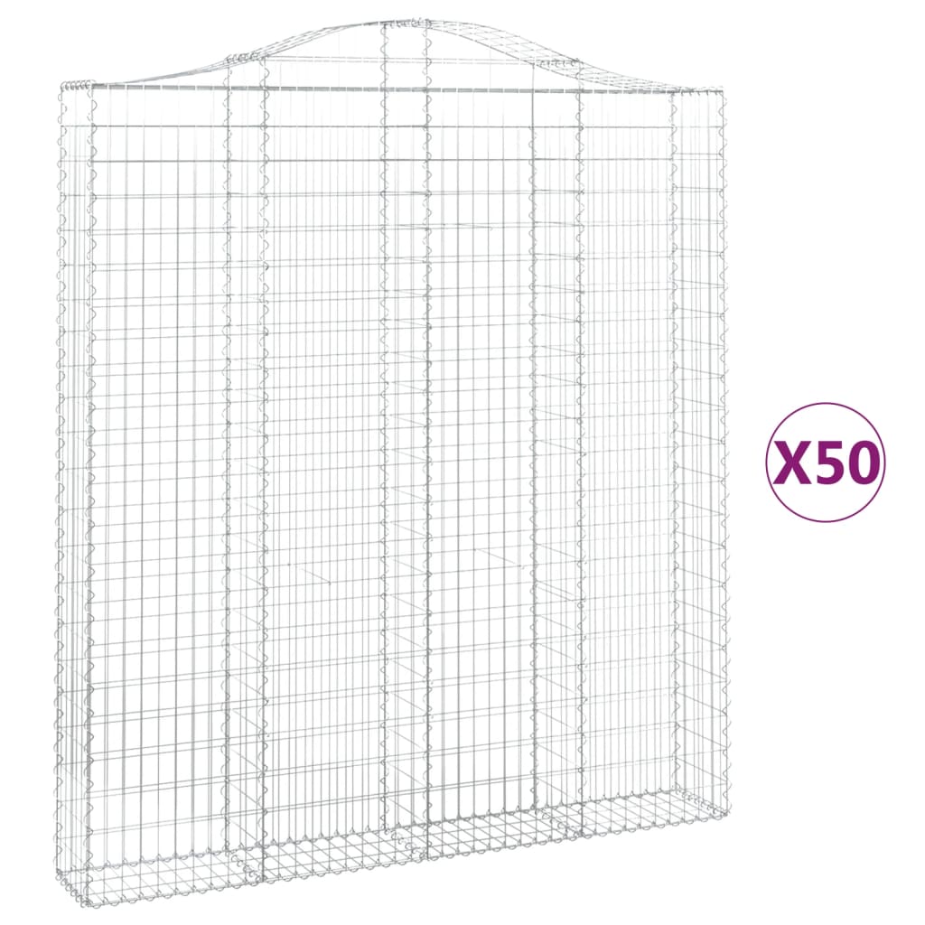 Cesti Gabbioni ad Arco 50 pz 200x30x220/240 cm Ferro Zincato