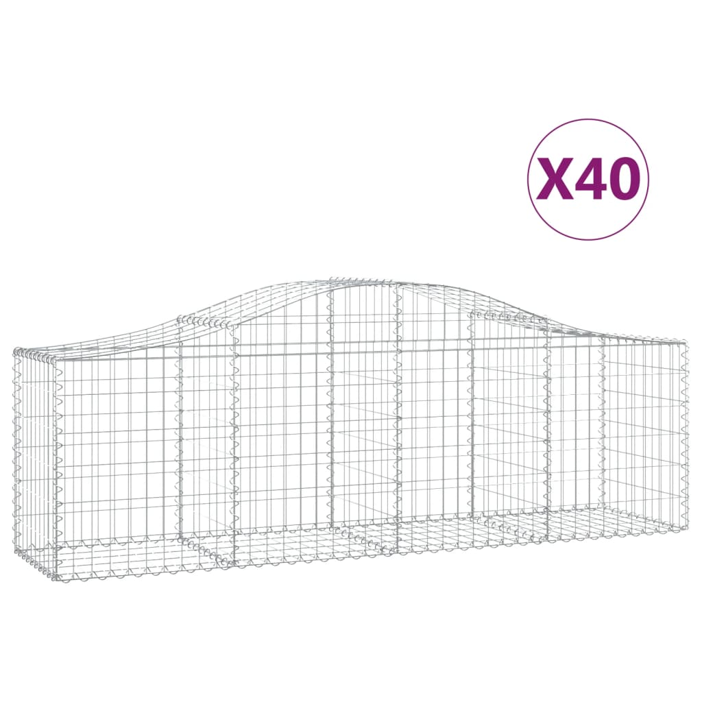 Cesti Gabbioni ad Arco 40 pz 200x50x60/80 cm Ferro Zincato