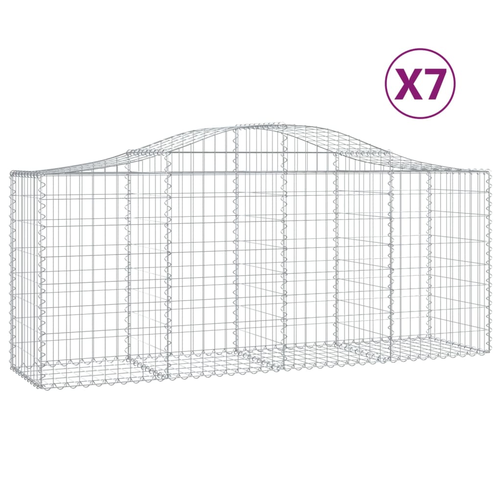 Cesti Gabbioni ad Arco 7 pz 200x50x80/100 cm Ferro Zincato