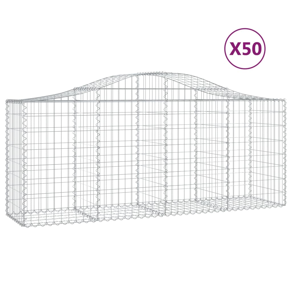 Cesti Gabbioni ad Arco 50 pz 200x50x80/100 cm Ferro Zincato