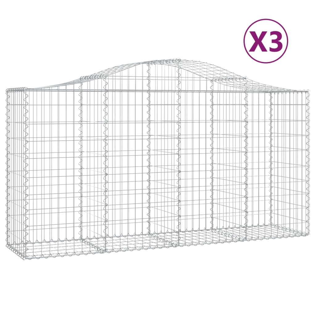 Cesti Gabbioni ad Arco 3 pz 200x50x100/120 cm Ferro Zincato