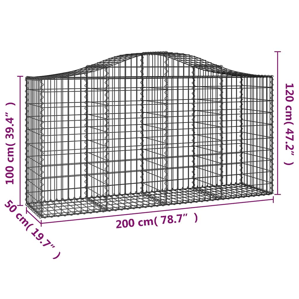 Cesti Gabbioni ad Arco 8 pz 200x50x100/120 cm Ferro Zincato