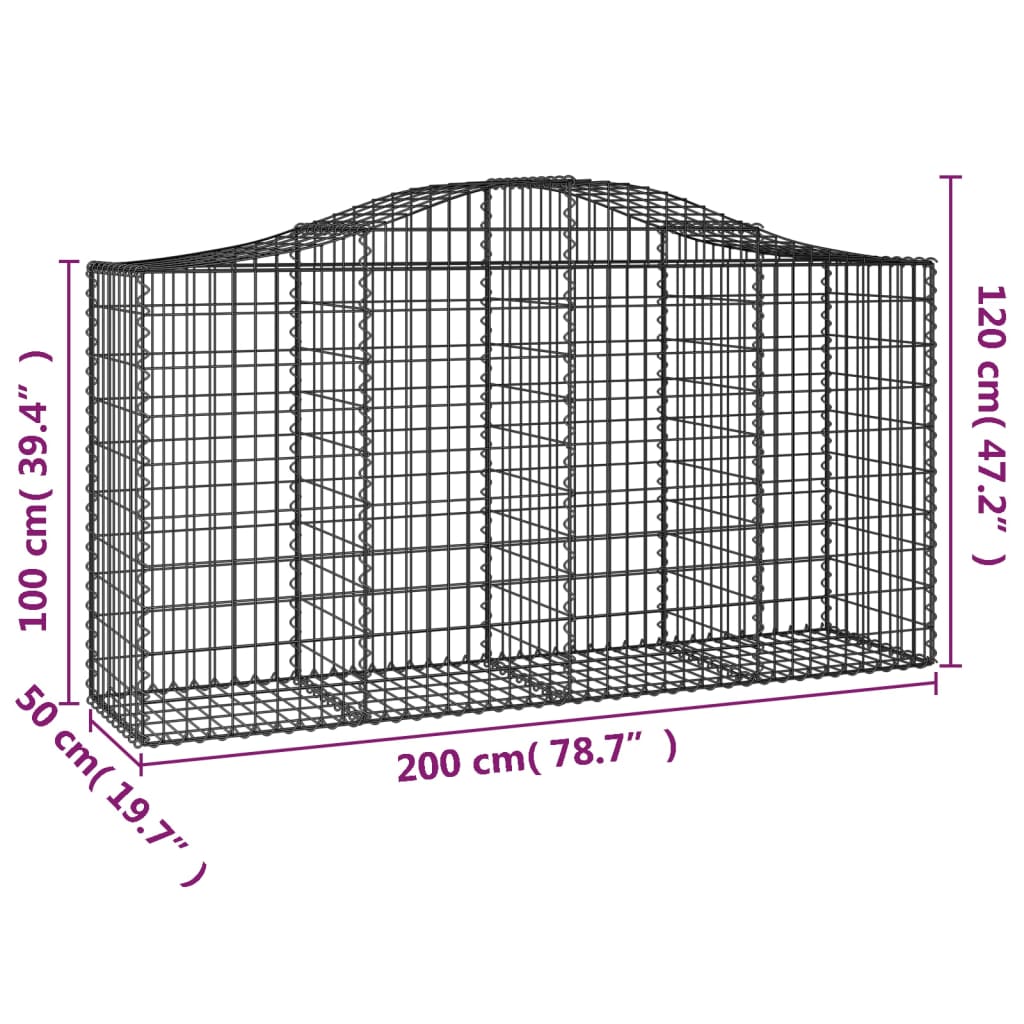 Cesti Gabbioni ad Arco 13 pz 200x50x100/120 cm Ferro Zincato
