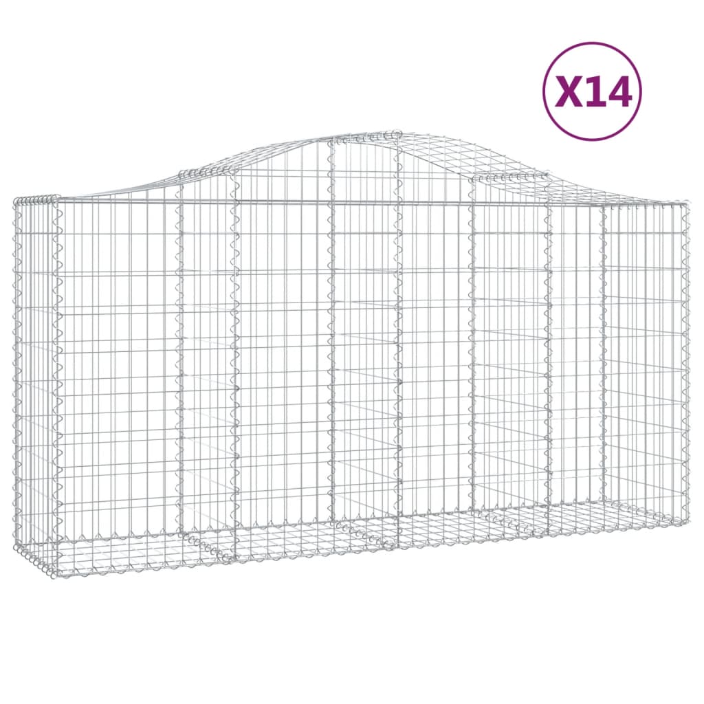 Cesti Gabbioni ad Arco 14 pz 200x50x100/120 cm Ferro Zincato