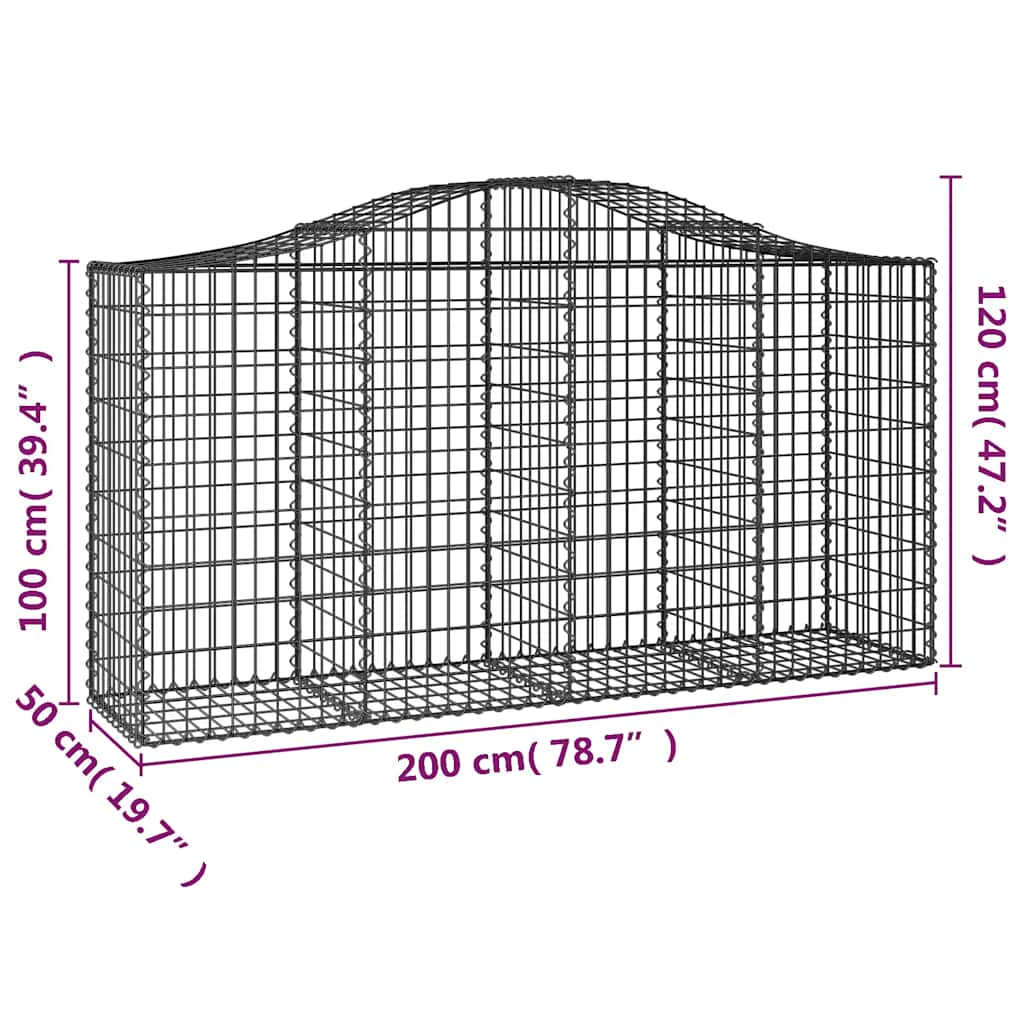 Cesti Gabbioni ad Arco 18 pz 200x50x100/120 cm Ferro Zincato