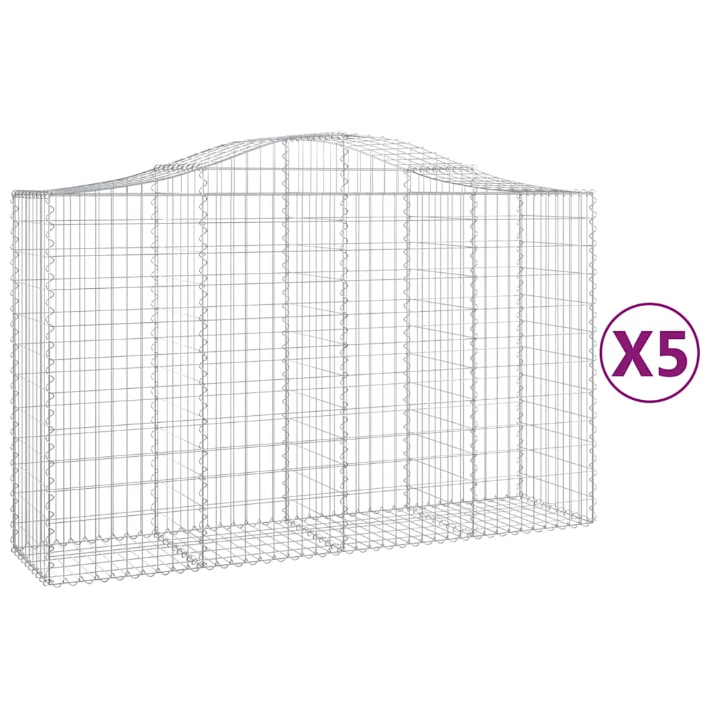 Cesti Gabbioni ad Arco 5 pz 200x50x120/140 cm Ferro Zincato