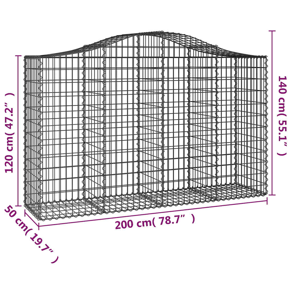 Cesti Gabbioni ad Arco 5 pz 200x50x120/140 cm Ferro Zincato