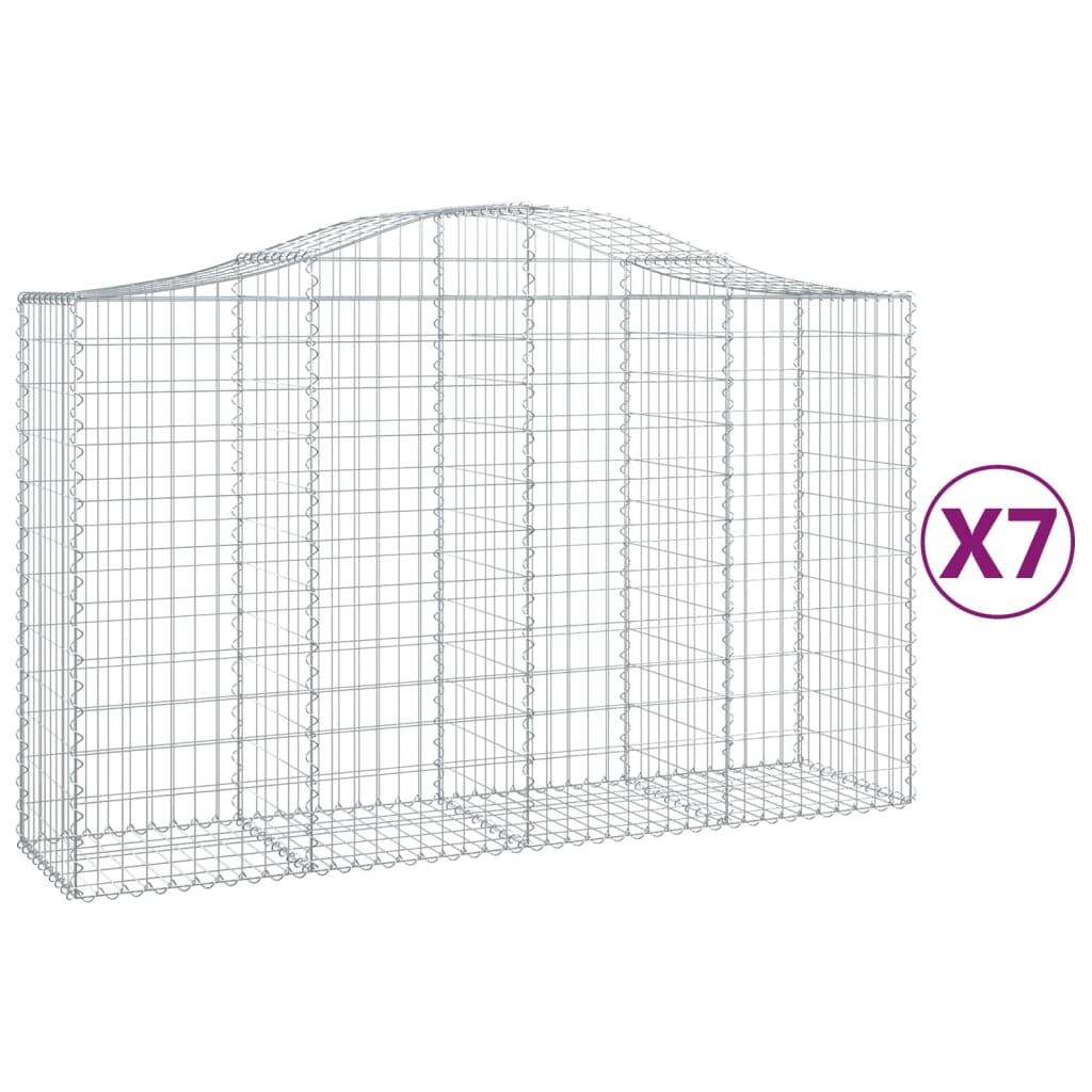 Cesti Gabbioni ad Arco 7 pz 200x50x120/140 cm Ferro Zincato
