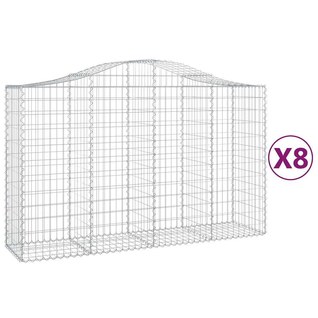 Cesti Gabbioni ad Arco 8 pz 200x50x120/140 cm Ferro Zincato