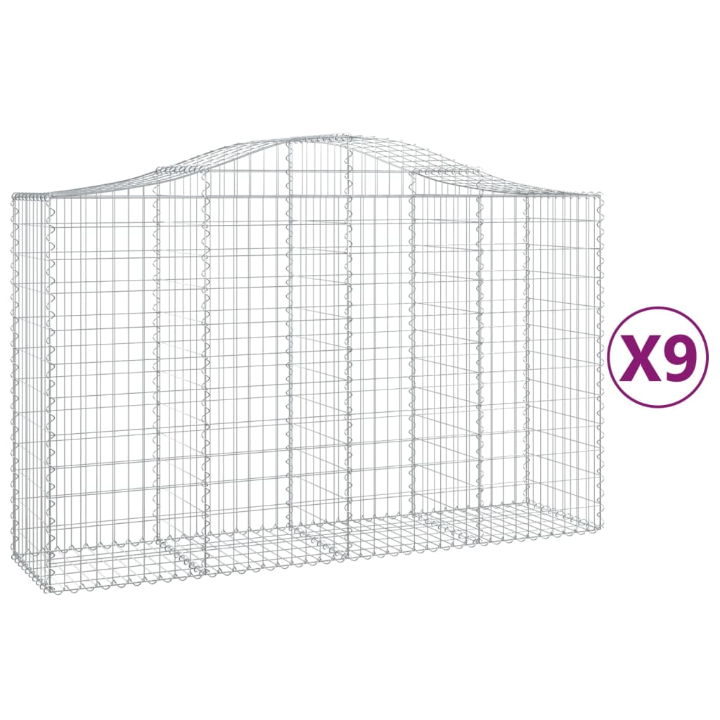 Cesti Gabbioni ad Arco 9 pz 200x50x120/140 cm Ferro Zincato