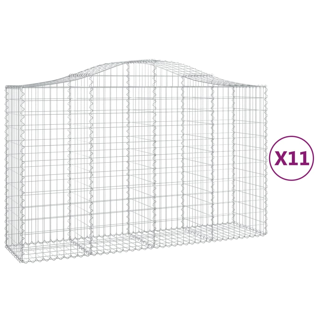 Cesti Gabbioni ad Arco 11 pz 200x50x120/140 cm Ferro Zincato