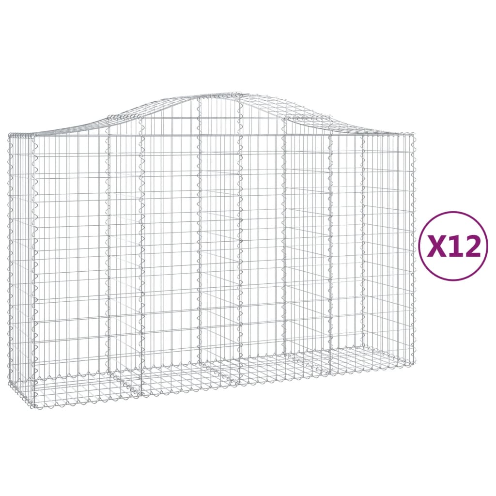 Cesti Gabbioni ad Arco 12 pz 200x50x120/140 cm Ferro Zincato